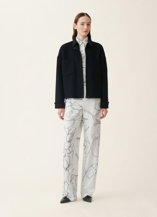 Fabiana Filippi Double Wool Shirt Jacket in Midnight Blue