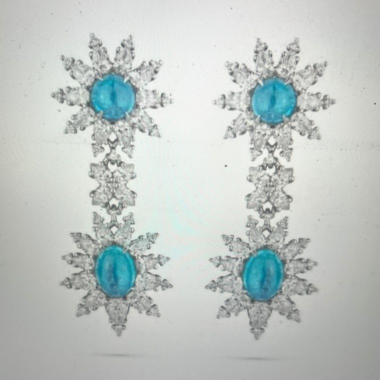 Paul Morelli Platinum Paraiba Cab Double Dangle Earrings