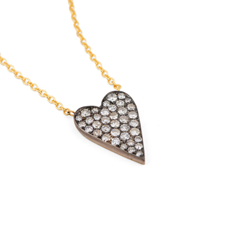 Sylva & Cie. 18K Yellow Gold Heart Shape Pendant on Chain, 18"
