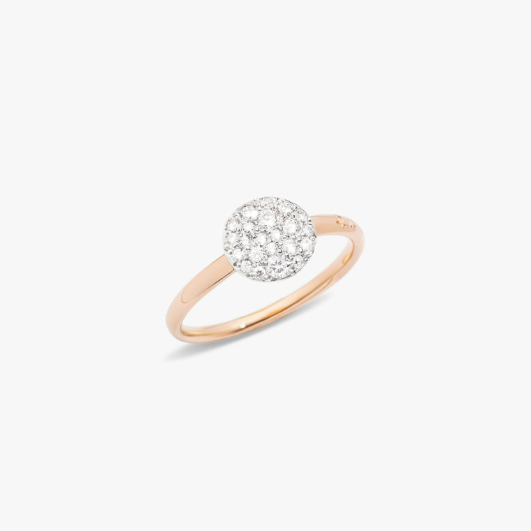 Pomellato Sabbia 18K Rose Gold Diamond Small Ring, Size 52