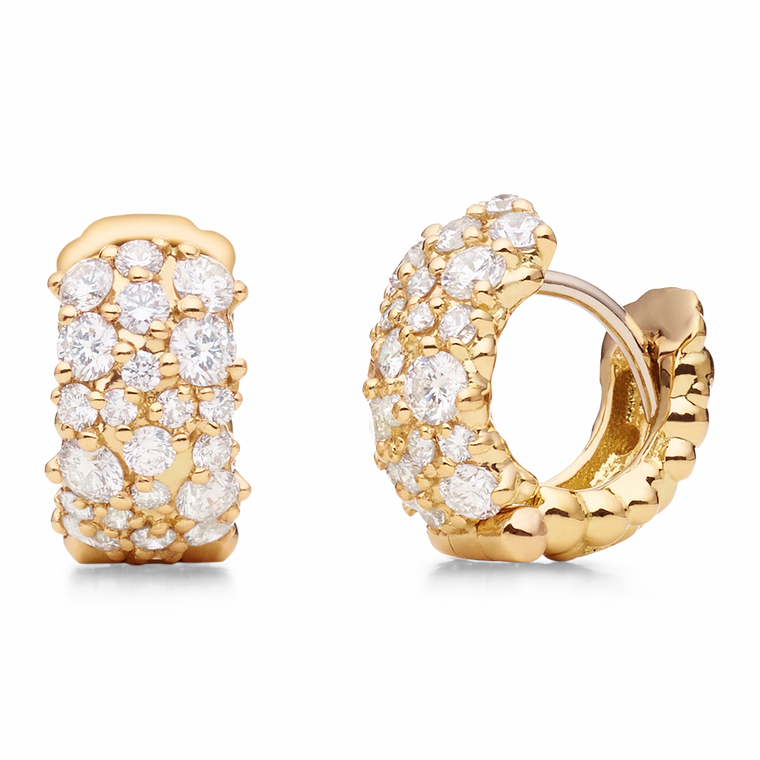 Paul Morelli 18K Yellow Gold Small Confetti Snap Hoop Earrings with Diamonds