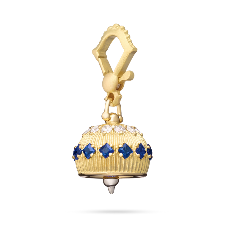 Paul Morelli 18K Yellow Gold Meditation Bell with Diamonds and Blue Sapphires, 12mm