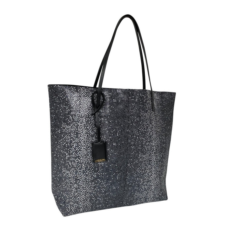 Linde Gallery St. Barth Gouverneur Galuchat Printed Suede Bag in Black, Medium