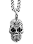 *PRE-ORDER* King Baby Studio Small Day of The Dead Skull Pendant with Carved Cross Eyes, 24"
