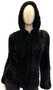 Paula Lishman Hand-Knit Sheared Beaver Bobbie Hooded Jacket in Black, Size Small