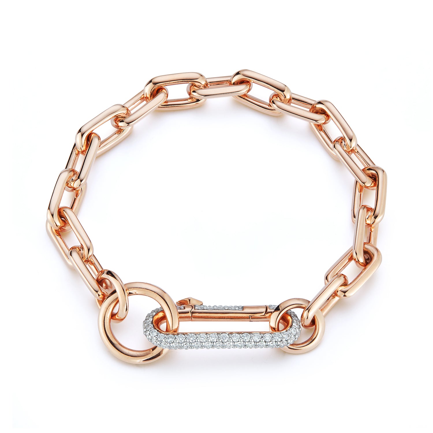 CLIVE 18K ROSE GOLD AND DIAMOND EDGE FLUTED CUFF BANGLE