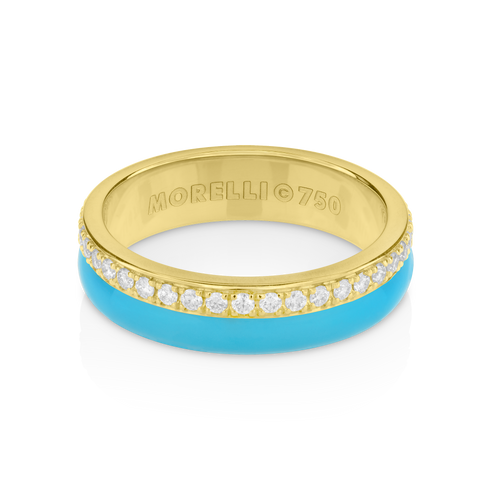 Paul Morelli 18K Yellow Gold Pinpoint Diamond & Turquoise Enamel