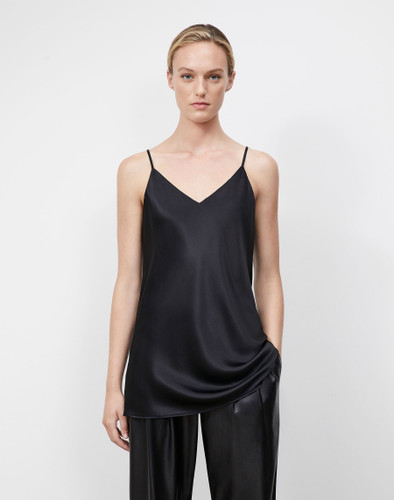 Lafayette 148 New York Silk Charmeuse Bias Tank in Black