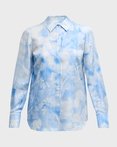 Lafayette 148 New York Scottie Floral Print Silk Twill Blouse in