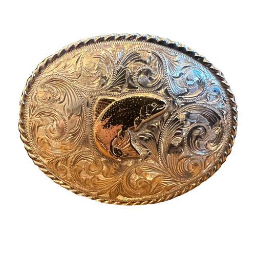 Sunset Trails Heritage Sterling Silver and 14K Gold Salmon Buckle