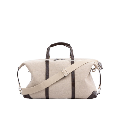 Large Weekender Bag in Canvas \u0026 Crocodile