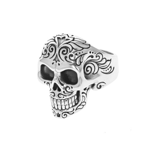 King Baby Studio Men's Laughing Skull Ring with Moveable Jaw
