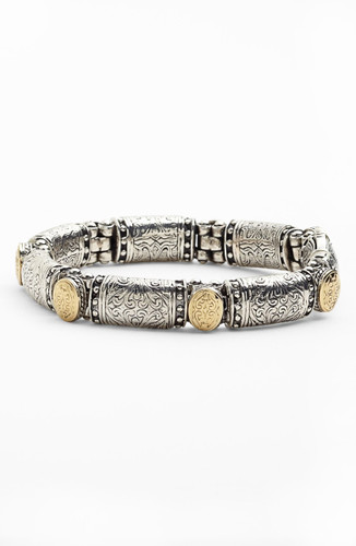 Konstantino Two-Tone Filagree Engraved Station Bracelet