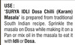 SURYA IDLI DOSA KARAM