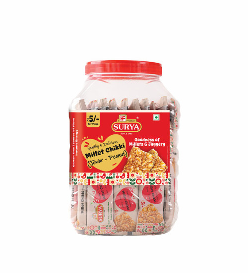 SURYA JOWAR PEANUT CHIKKI JAR | MILLET CHIKKI (50 BARS OF RS.5 EACH)