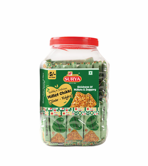 SURYA JOWAR RAJGIRA CHIKKI JAR | MILLET CHIKKI (50 BARS OF RS.5 EACH)