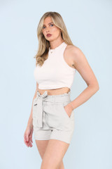 Tie Waist Paper Bag Shorts