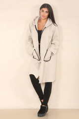 Longline Zip Up Textured Hoodie Coat