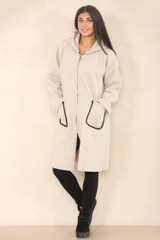 Longline Zip Up Textured Hoodie Coat