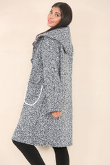 Longline Zip Up Textured Hoodie Coat