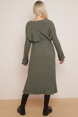 Front Slit Knitted Midi Dress