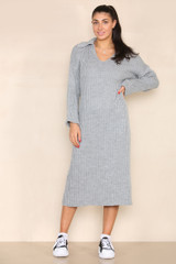 Collar V-Neck Knitted Dress