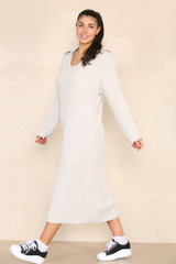 Collar V-Neck Knitted Dress