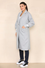 Cuffed Sleeve Long Line Coat