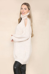 Pearl Cold Shoulder Knitted Jumper