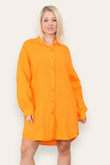 Button Cheesecloth Shirt Dress