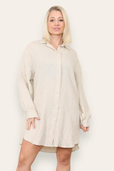 Button Cheesecloth Shirt Dress