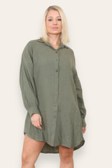 Button Cheesecloth Shirt Dress