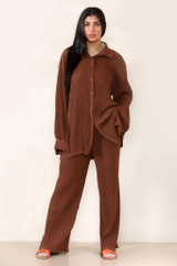 Pleated 2 Pc Shirt & Trouser Set