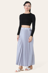 Pleated Long Satin Skirt 