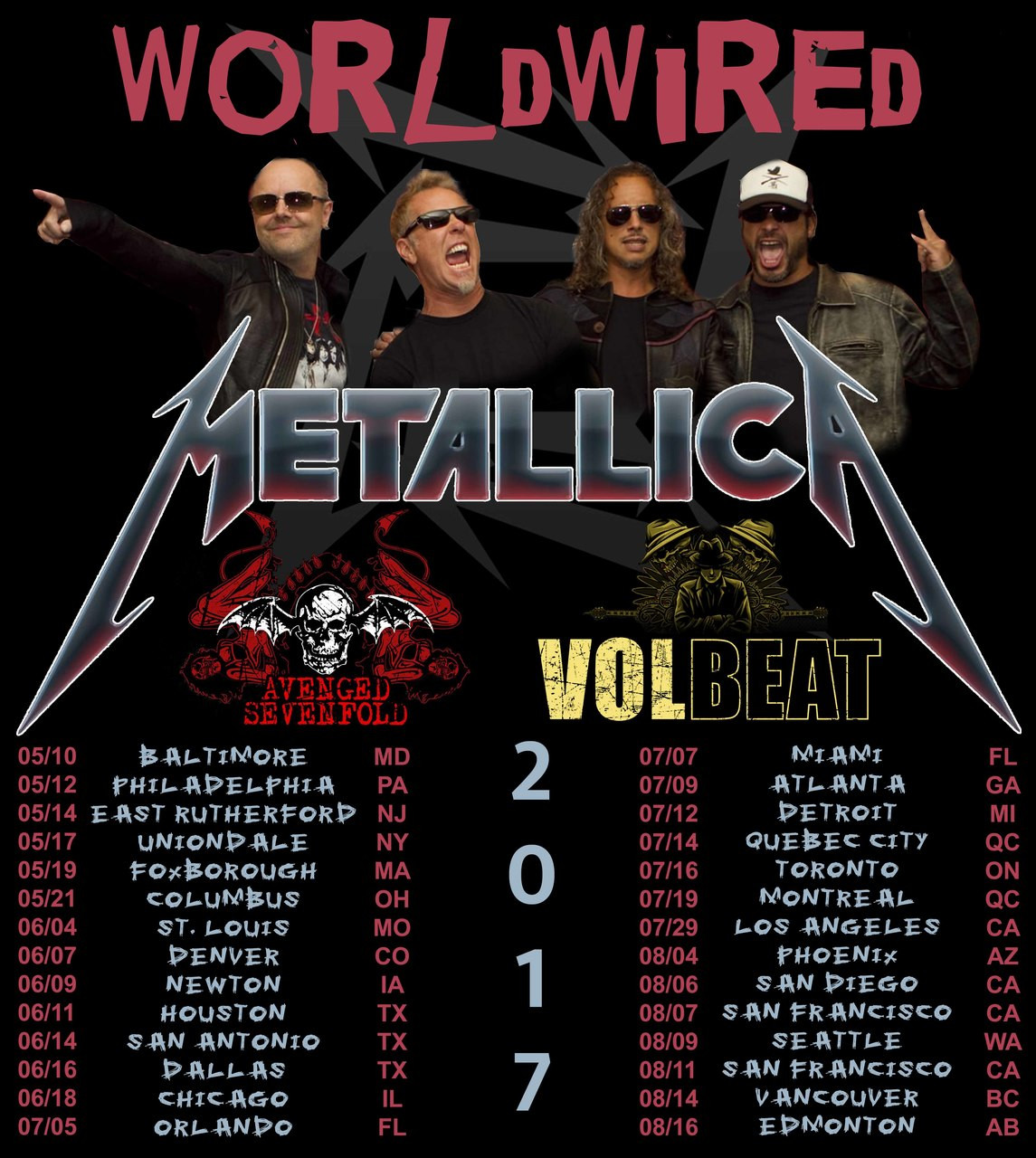 metallica world tour 2017