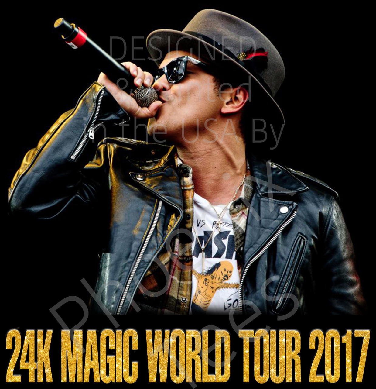 Bruno Mars 24K Magic World Tour 2017 T-Shirt, Sizes S-6X - Phoenix