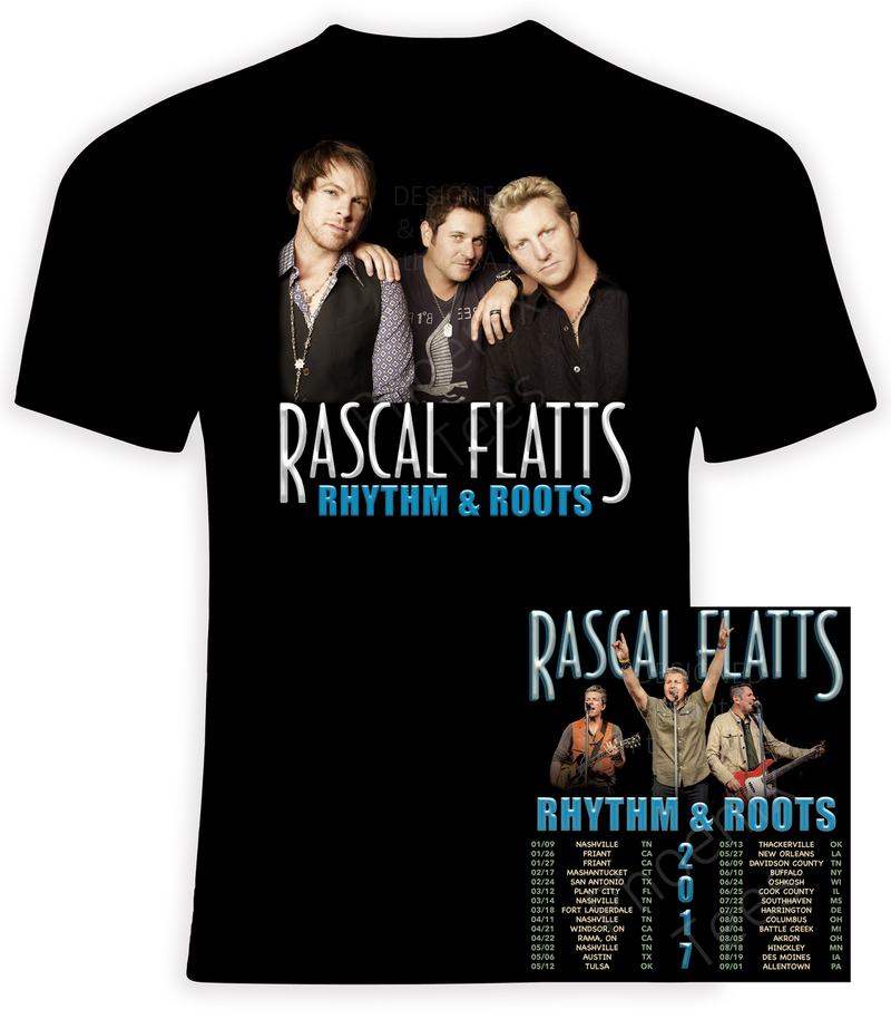 Rascal Flatts Rhythm and Roots 2017 Concert Tour Tshirt