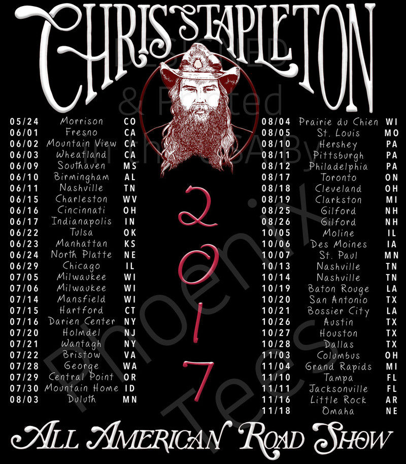 Chris Stapleton 2017 All American Road Show Concert T-Shirt