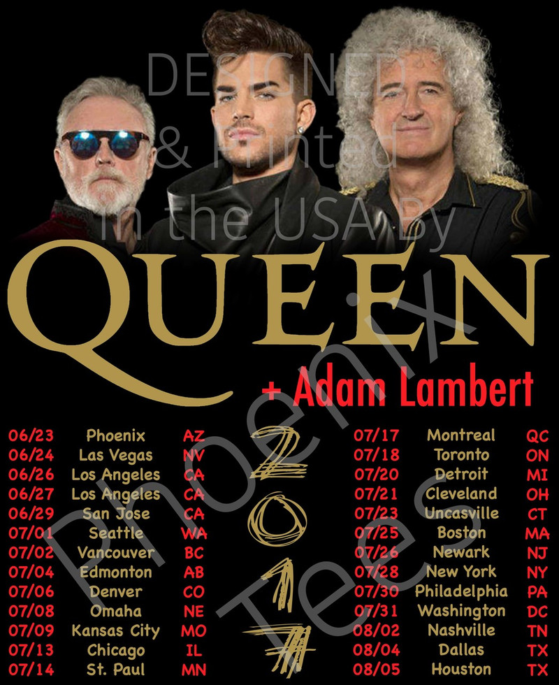 Queen + Adam Lambert 2017 Concert Tour T-Shirt