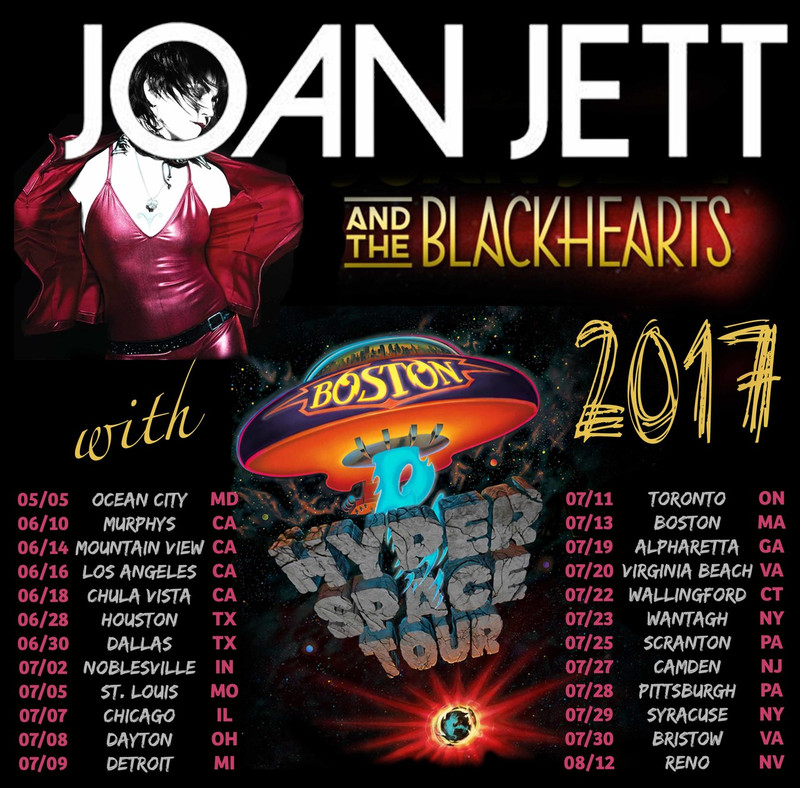 Joan Jett and the Blackhearts and Boston Hyper Space 2017 Concert Tour T-Shirt