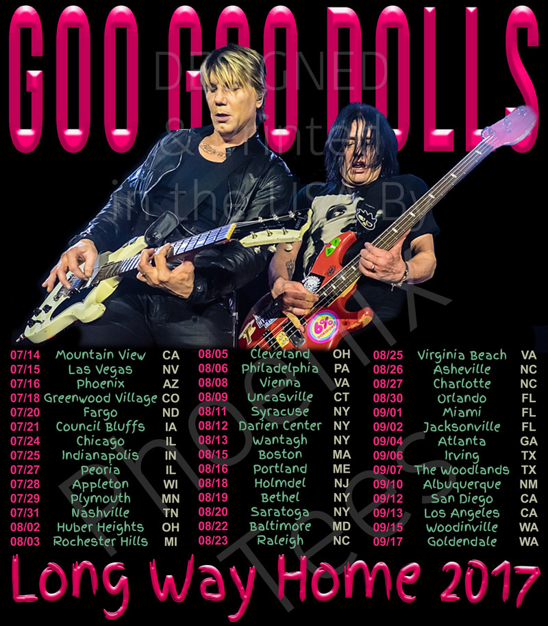 Goo Goo Dolls 2017 Long Way Home Concert T-Shirt