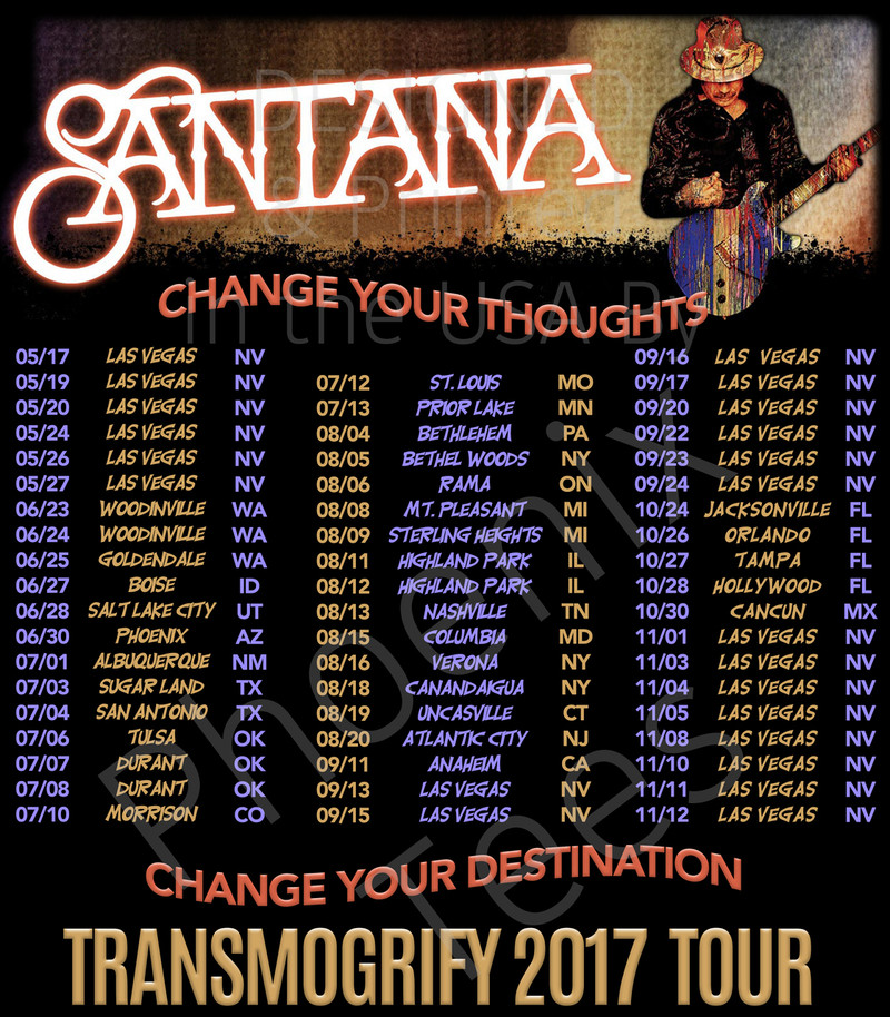 Santana 2017 Concert T shirt