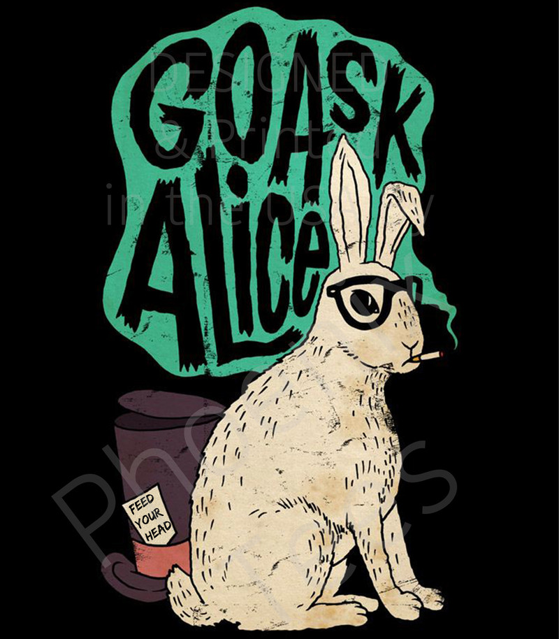 Jefferson Airplane GO ASK ALICE (White Rabbit) t shirt