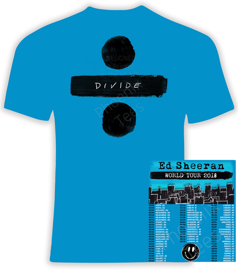 Ed Sheeran Australia and Europe World Tour 2018 t shirt