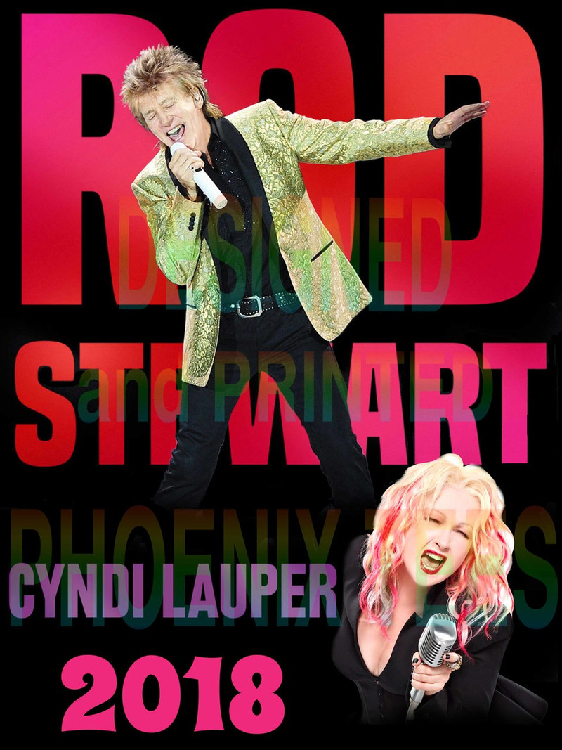 Rod Stewart and Cyndi Lauper 2018 Concert tshirt