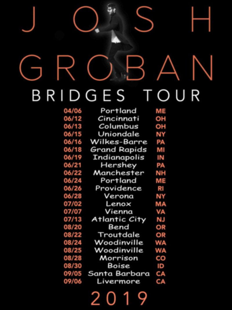 Josh Groban 2019 'Bridges' Concert Tour