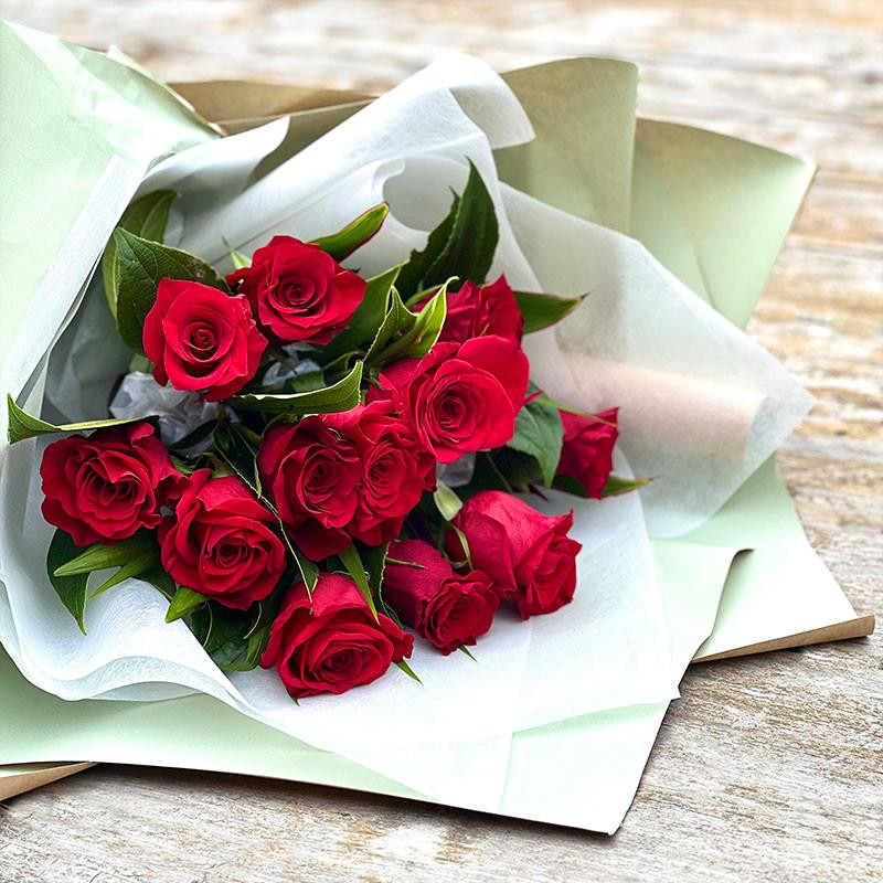 12 Long stem Wrapped Roses - The Flower Boutique