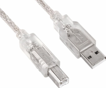 USB 2.0 Cable 2m - Type A Male to Type B Male Transparent Colour