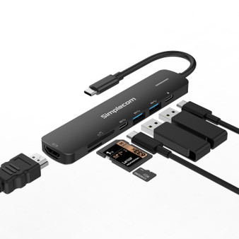 Simplecom CHT570 USB-C SuperSpeed 7-in-1 Multiport Hub Adapter HDMI