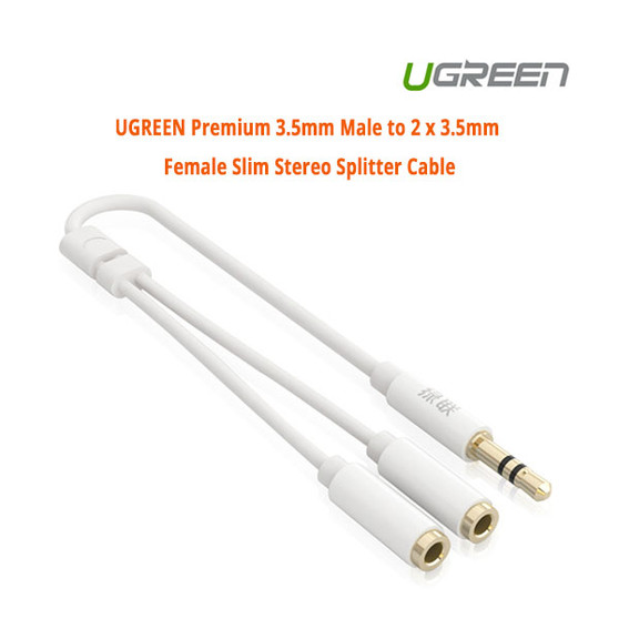 Premium 3.5mm Male to 2 x 3.5mm Female Slim Stereo Splitter Cable